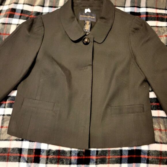Banana republic crop blazer jacket cotton/wool blend sz 0 - Picture 5 of 11
